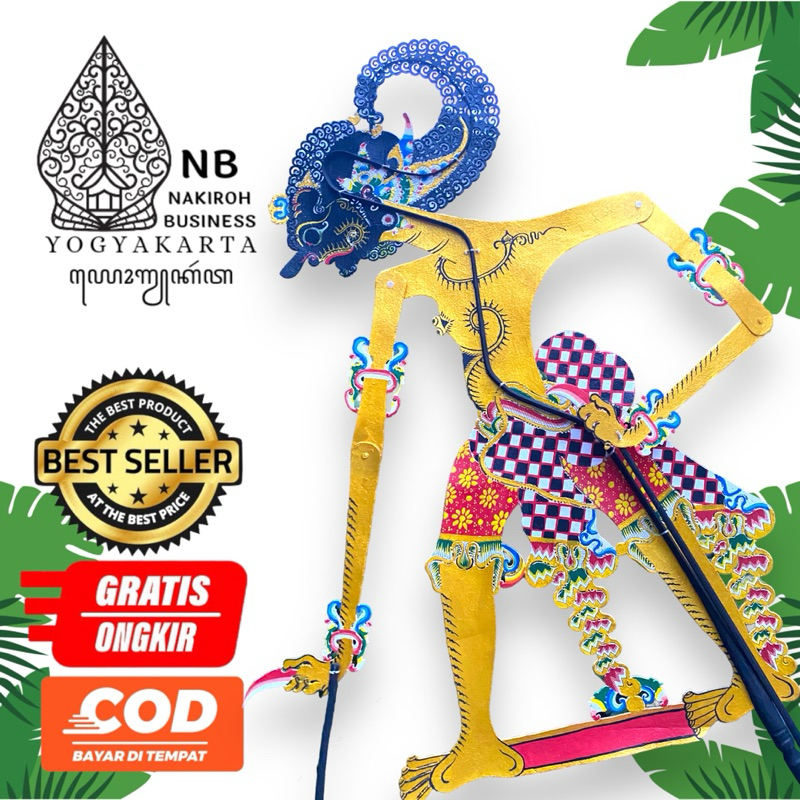 NAKIROHBUSINESS Wayang Kulit Werkudara / Bima Wayang Kulit Asli Halus Ukuran 70cm