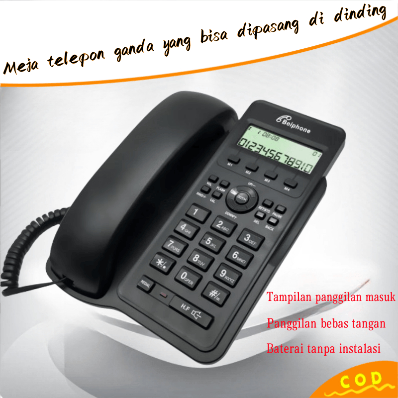 Telepon kabel rumah tangga Meja Dinding Telepon kabel tetap Telepon bisnis kantor Tampilan pemanggil