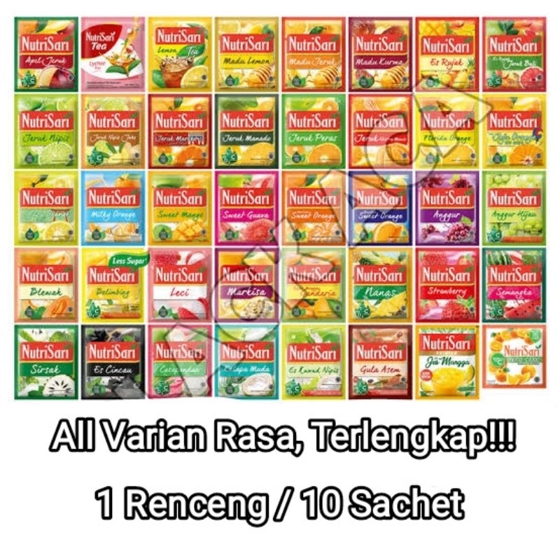 

Nutrisari All Varian Rasa 1 Renceng / 10 Sachet