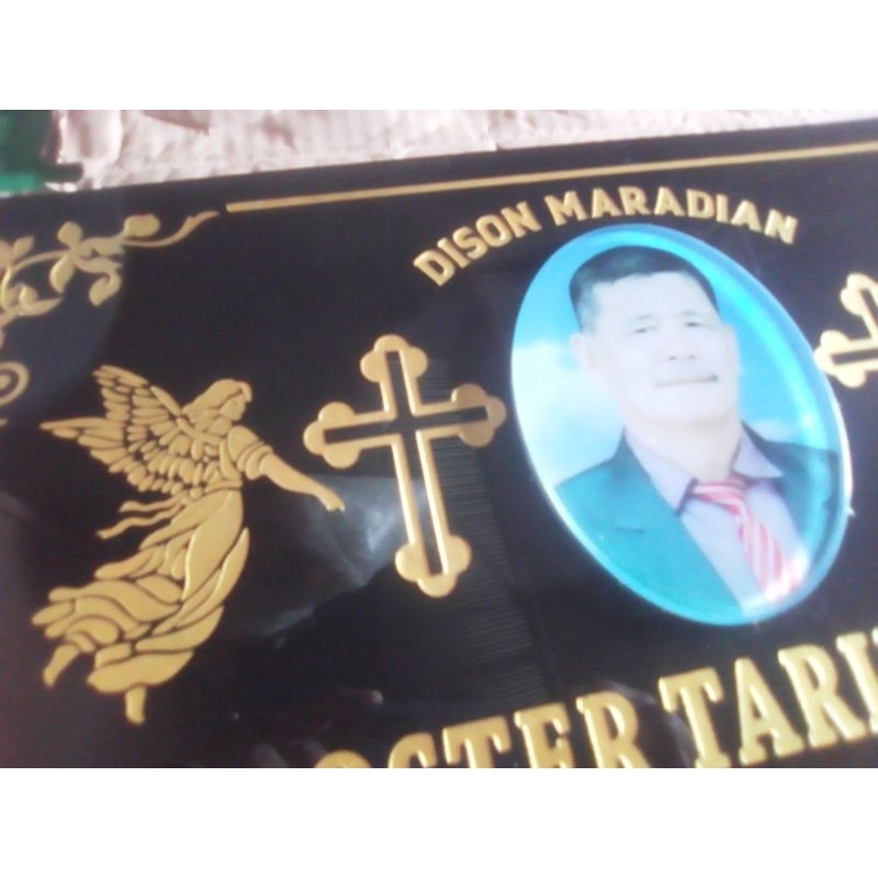 plat nama prasasti batu nisan foto Nasrani Kristen 30x40 cm