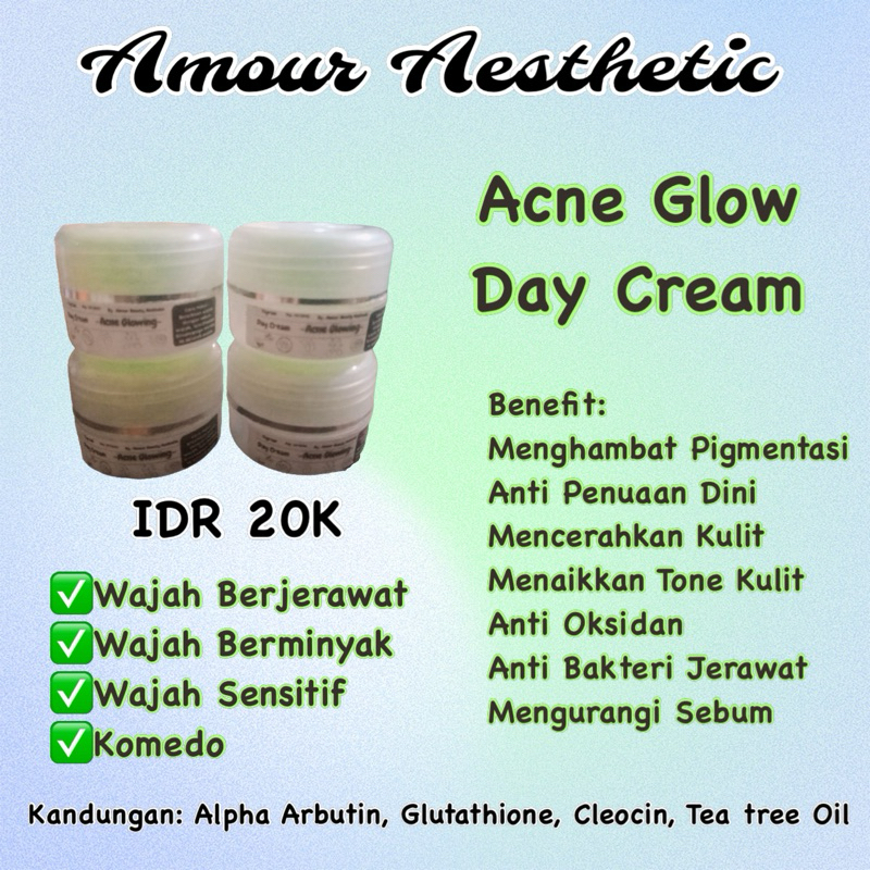 Day cream glowing acne alpha Arbutin with Tea tree oil