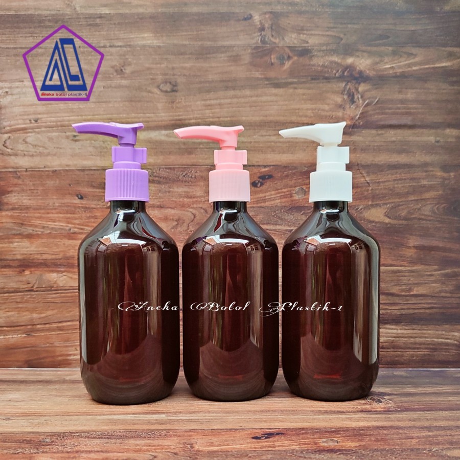 Botol Kemasan Sabun Cair 300ml Pet Coklat Amber / Botol Pump Lotion 300ml Tutup Clip Lock Plastik