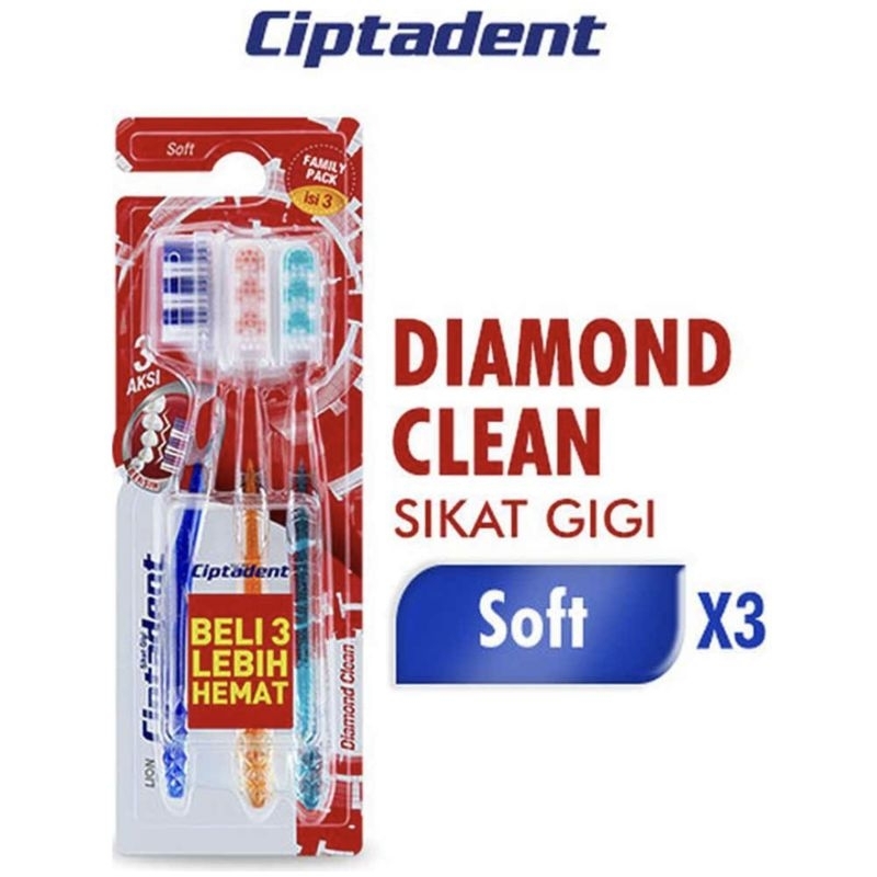 CIPTADENT Sikat Gigi isi 3 Diamond Clean Soft | Sikat gigi ciptadent | Sikat Gigi Murah