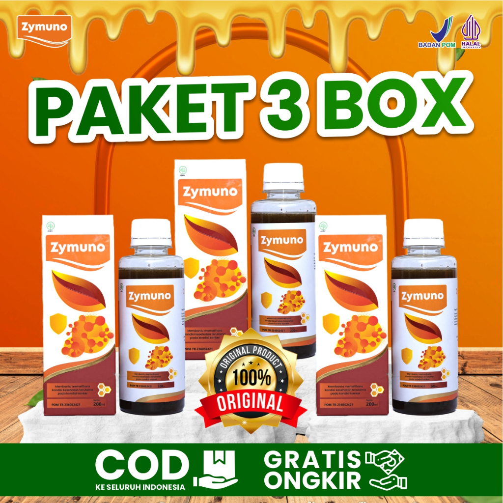 

PAKET 3 BOX ZYMUNO 100% MADU ASLI HERBAL ALAMI Imunoterapi Terapi Kesembuhan Ampuh Atasi Kanker, Tumor, Benjolan, & Melancarkan Haid Membantu Promil Per Botol Isi 200ml