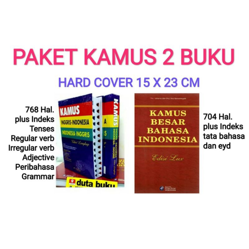 KAMUS (2 BUKU ) KBBI BESAR BAHASA INDONESIA INGGRIS INDONESIA LENGKAP