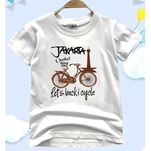 Kaos Anak Motif Sepeda Jakarta (usia 2-10 tahun) Cowok Cewek