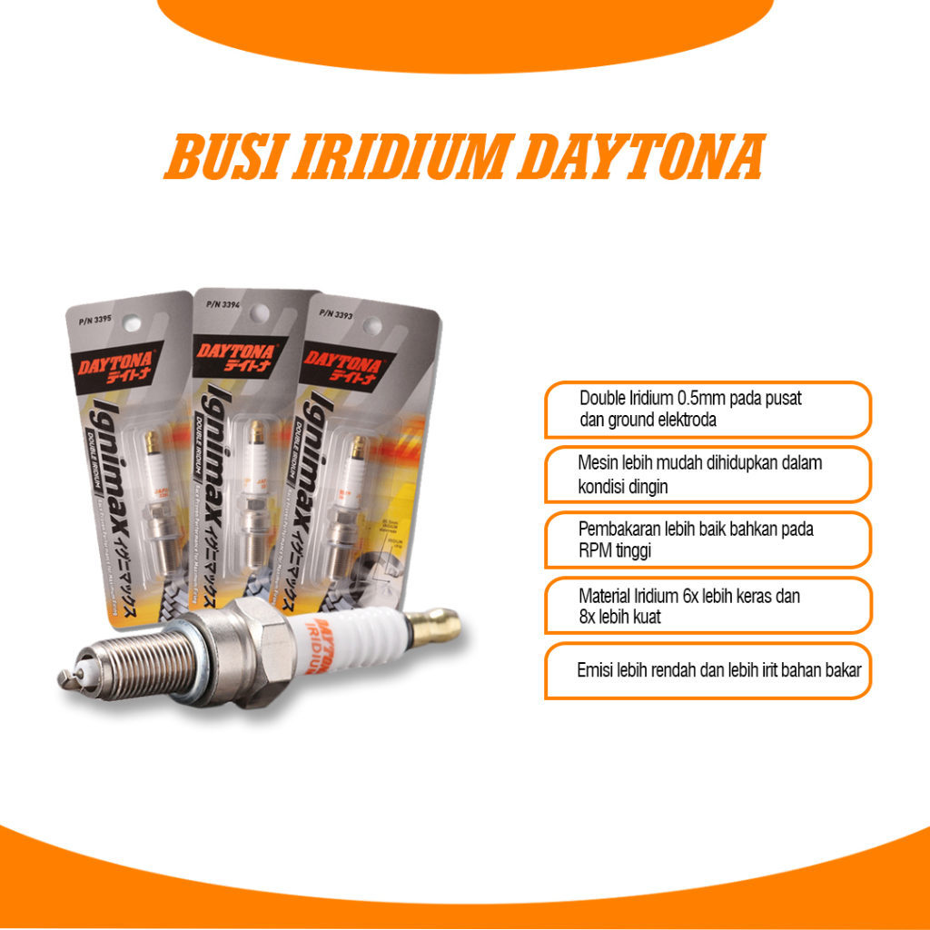 Busi Iridium Daytona Mio Vario GLPro Thunder SupraX125 Blade CS1 Scoopy Revo Kirana Beat Spacy Verza