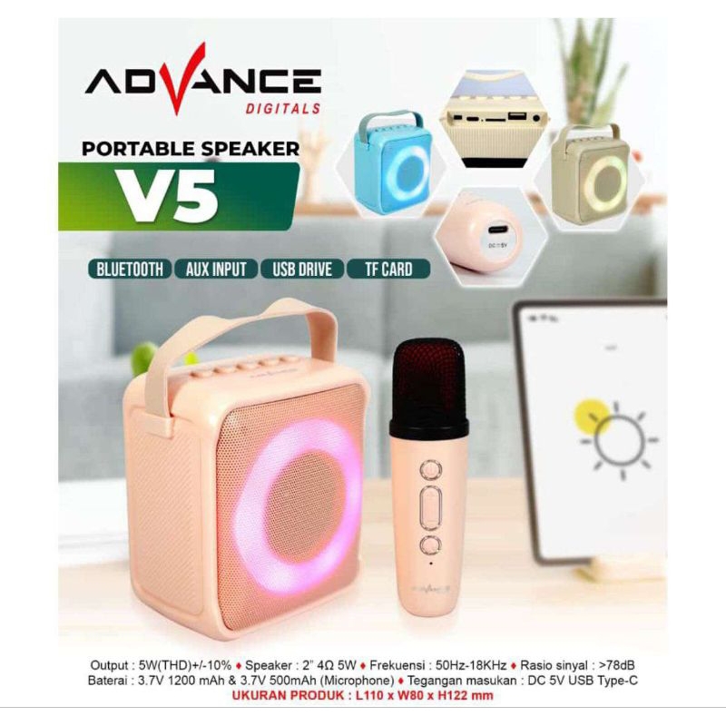 Speaker advance V5 / speaker bluetooth / mic karaoke / mic bluetooth / speaker portabel / speaker ka