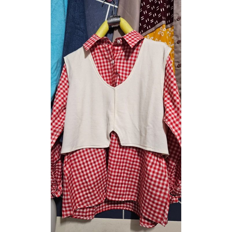 Kemeja Vest Kotak-Kotak - Sezori.id