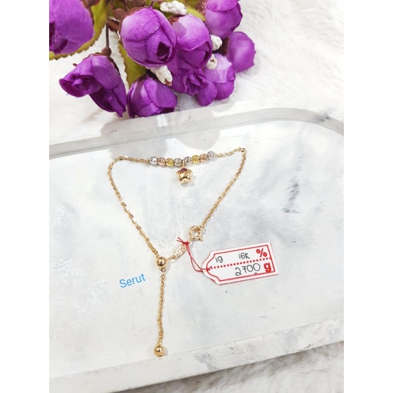 Gelang rantai emas 70 bintang gantung