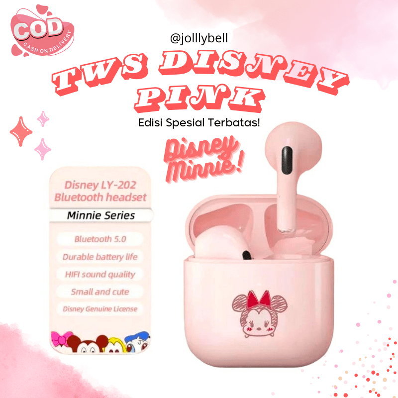 Edisi Spesial Terbatas Square TWS Disney/ TWS Disney/ Minnie Mouse TWS Headset Bluetooth Super Cute 