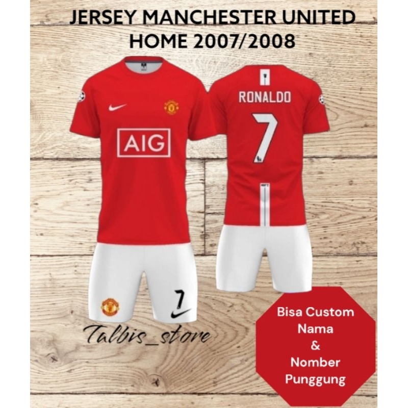 JERSEY MANCHESTER UNITED HOME 2007/2008 JUARA LIGA LIGA CHAMPIONS UEFA Full Printing, Free Custom Na