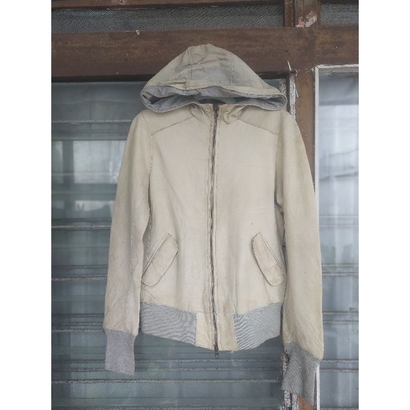 Jaket Hoddie Zipper Kulit Asli (PL)