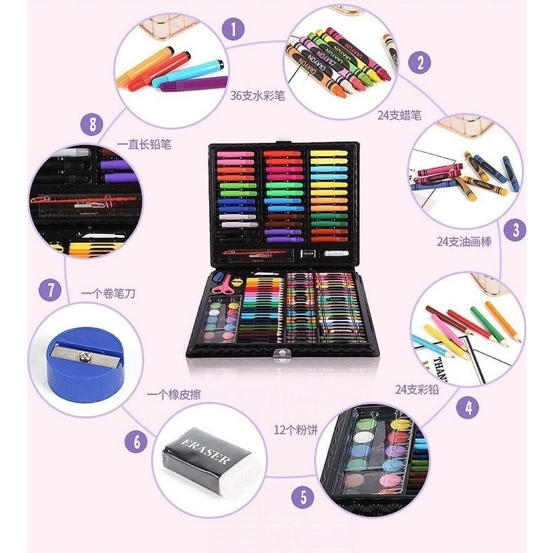 

PEWARNA ANAK / Crayon Art Set 150 Pcs/Art Set 150 Pensil Warna/Crayon Mewarnai 150 Warna