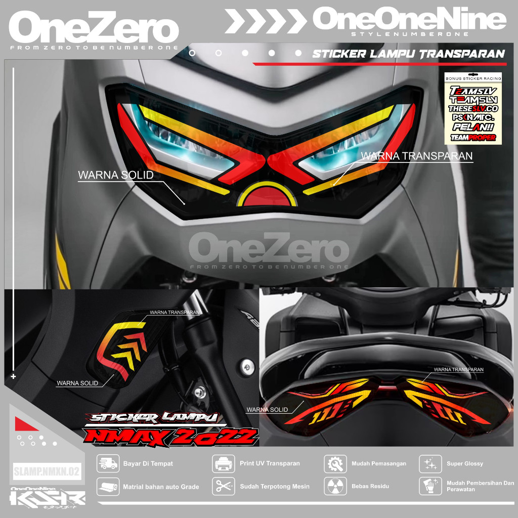 STIKER LAMPU NMAX 2023 / STICKER TRANSPARAN VARIASI LAMPU ONEONENINE ALIS MOTOR YAMAHA NMAX NEW