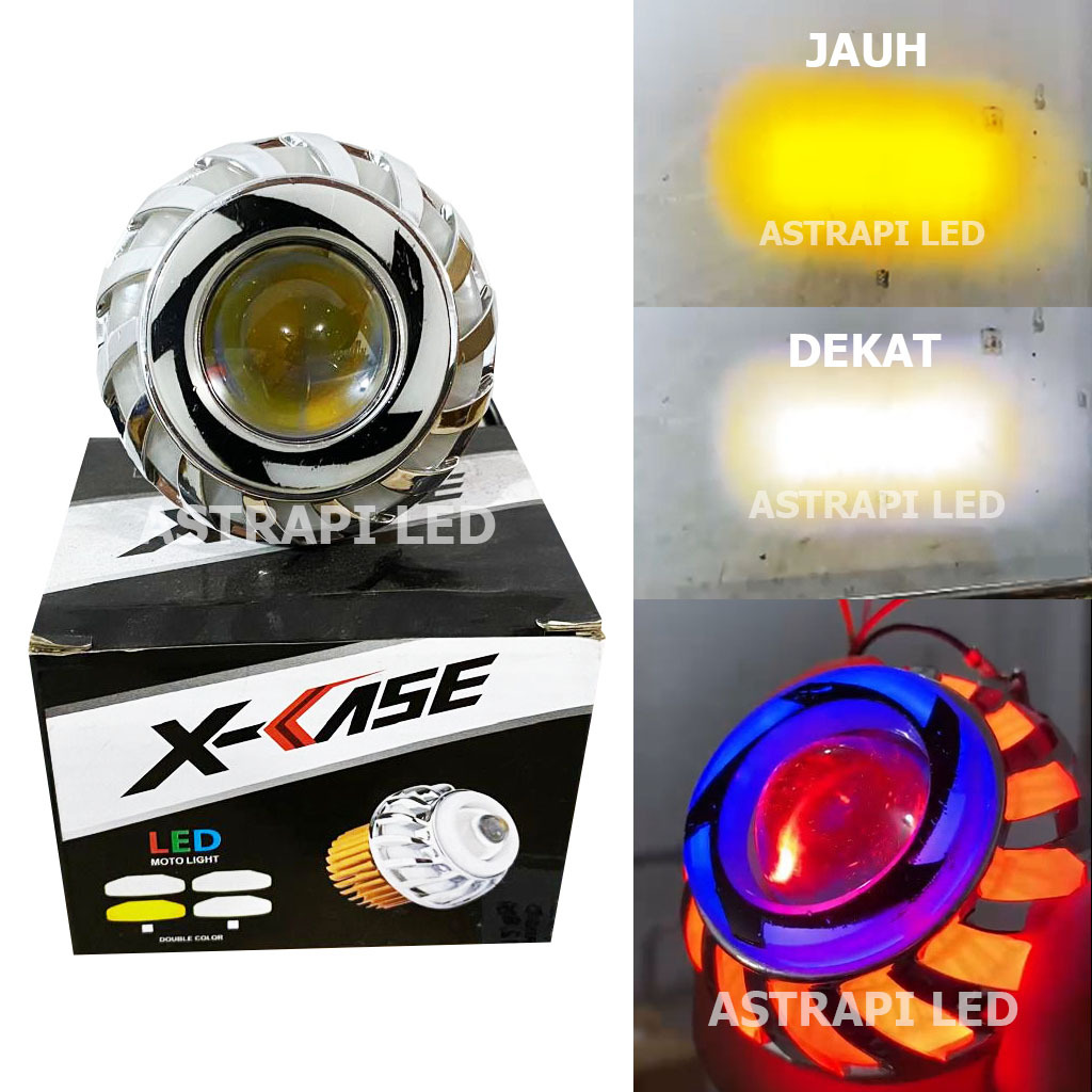 LAMPU UTAMA PROJIE LED PROJIE PUTIH KUNING XCASE LAMPU MOTOR