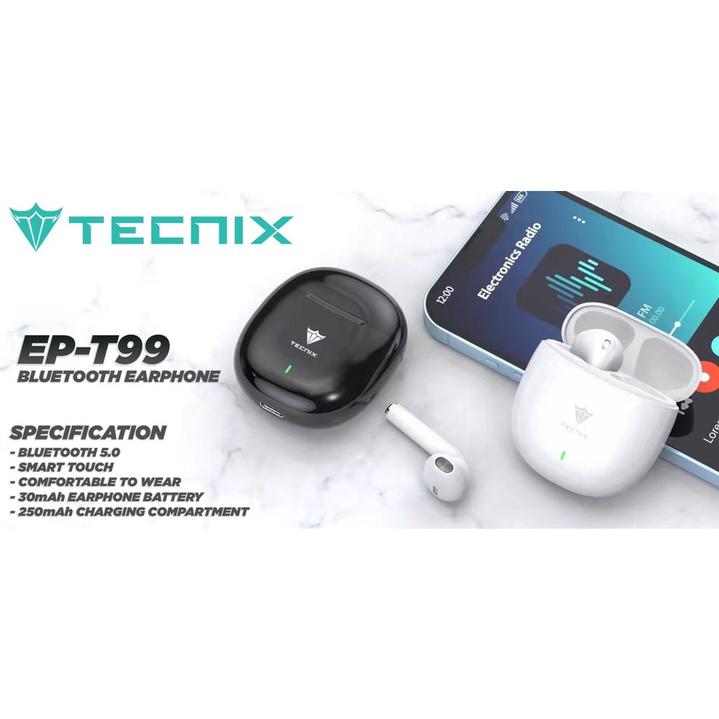 TECNIX EP-T99 BLUETOOTH EARPHONE TWS / Headset Bluetooth Tecnix EP-T99 Original Tecnix