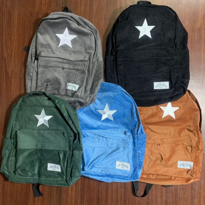 TAS RANSEL SEKOLAH STAR CORDUROY BACKPACK CORDUROY PRIA WANITA || TAS LAPTOP CORDUROY