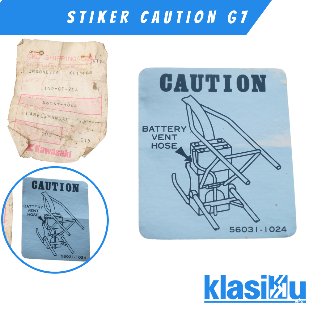 Stiker  Petunjuk Battery Aki Accu Caution   Kawasaki G7 KH100 Es El G6 ESX Sticker 56031-1024 Origin