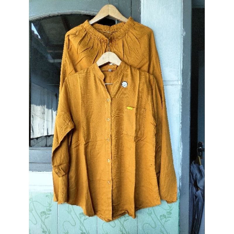 setelan botega polos rayon twill premium wanita tangan 7/8