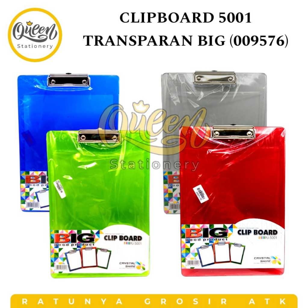 

1 PCS CLIPBOARD 5001 TRANSPARAN BIG / PAPAN UJIAN / PAPAN JALAN / ALAS KERTAS (009576)