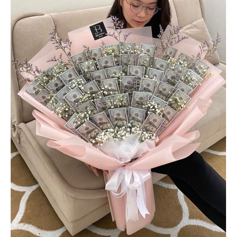 The dolla money bouquet bucket buket bunga segar fresh instant sameday bunga uang siap pakai size ju