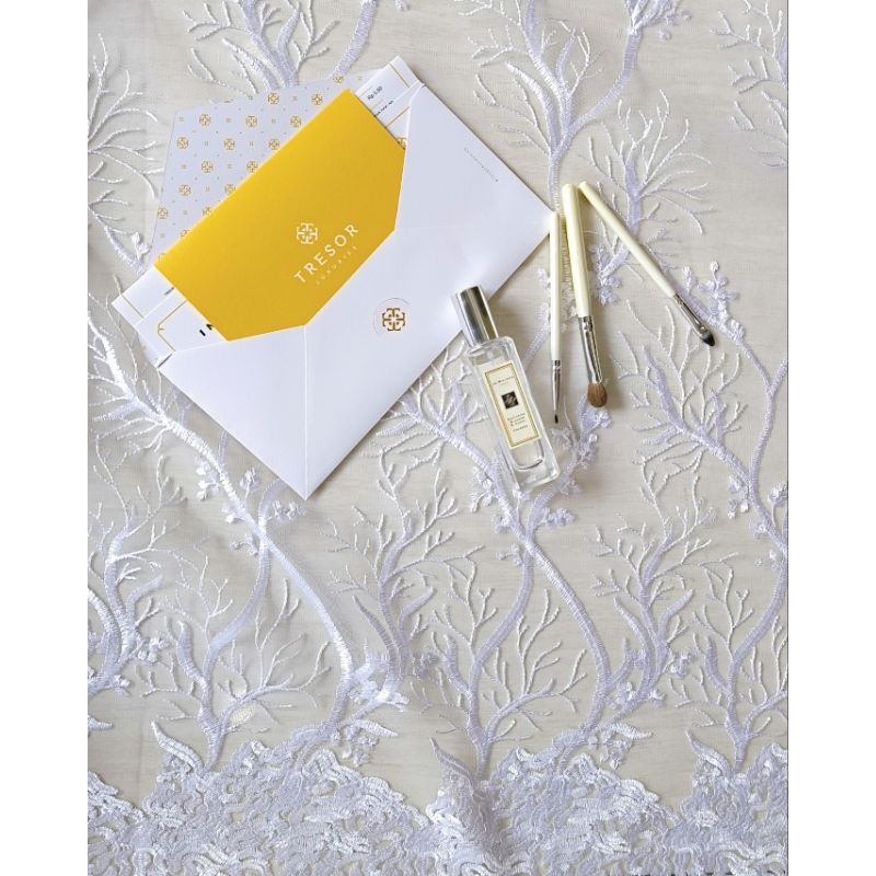 Kain Brokat Tile Putih Bordir Berta Lady Special Clear White