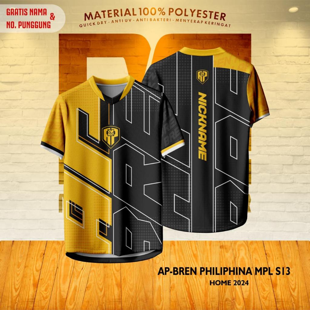 Jersey Kaos Baju Atasan SUPORTER AP-BREN PHILIPHINA HOME ESPORTS MPL S13 2024 Free NickName