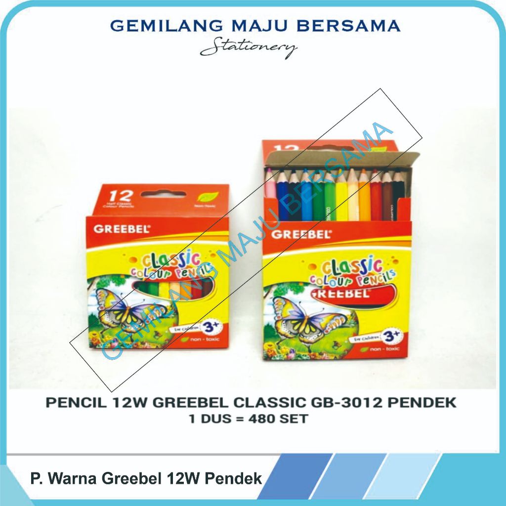 

Pensil Warna Greebel 12 Warna Pendek