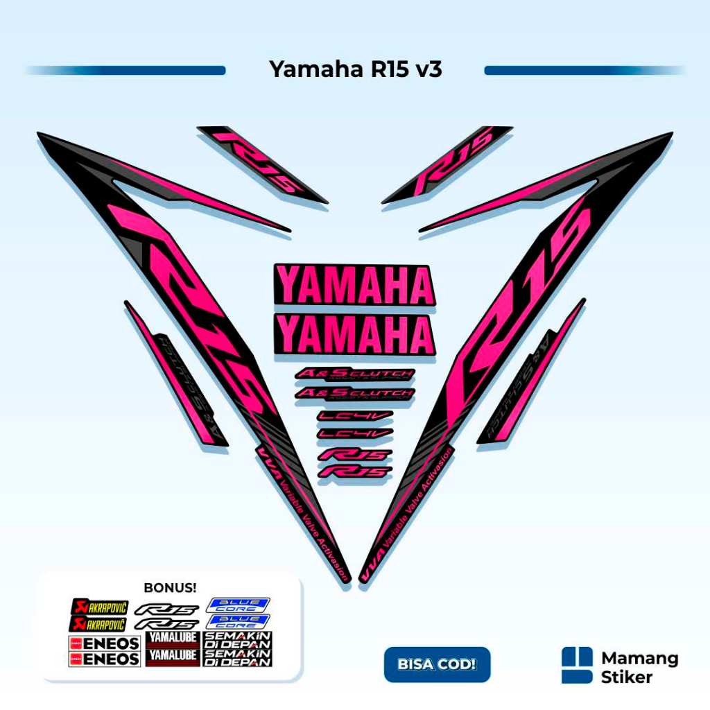 Striping R15 v3 Variasi (7) Full Body Simple Yzf Keren 2017 2018 2019 2020 2021 Api Anime RR Origina