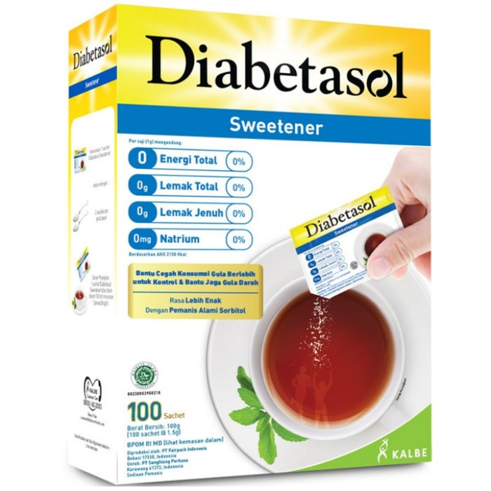

Diabetasol sweetener dengan stevia 100 sacset/Pemanis alami stevia/diaetasol gula alami/Pemanis alami untuk diabet