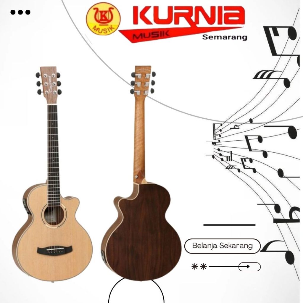 Tanglewood DBTTCEBW/DBT TCE BW/DBT-TCE-BW Gitar Akustik Elektrik Folk With Bag