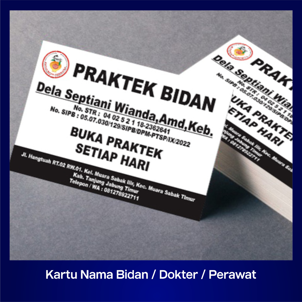 

Kartu Nama Bidan / Dokter / Perawat 100 Pcs