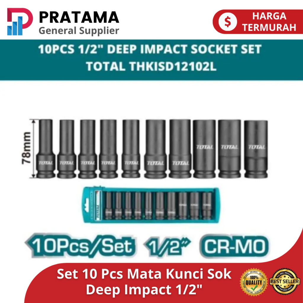 Mata Kunci Sok Deep Impact 1/2" Mata Kunci Shock Sock Sok Set 10 Pcs