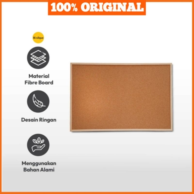 

Baru Bi-Silque Cork Board Papan Buletin 90X60 Cm
