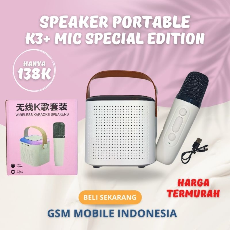 PROMO New  Speaker Bluetooth Portable Charger ( K3 ) BT Bonus Mic Stereo Extra Bass Kotak BISA GANTI
