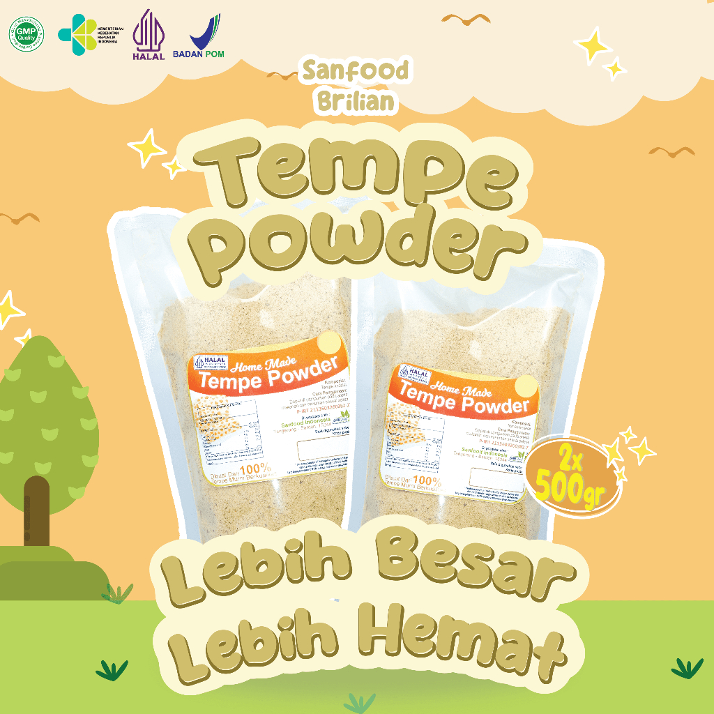 

SANFOOD BRILIAN Tempe Powder 1 Kg Kemasan Besar Asli Tempe Bubuk NON Pengawet NON MSG NON Gulgar