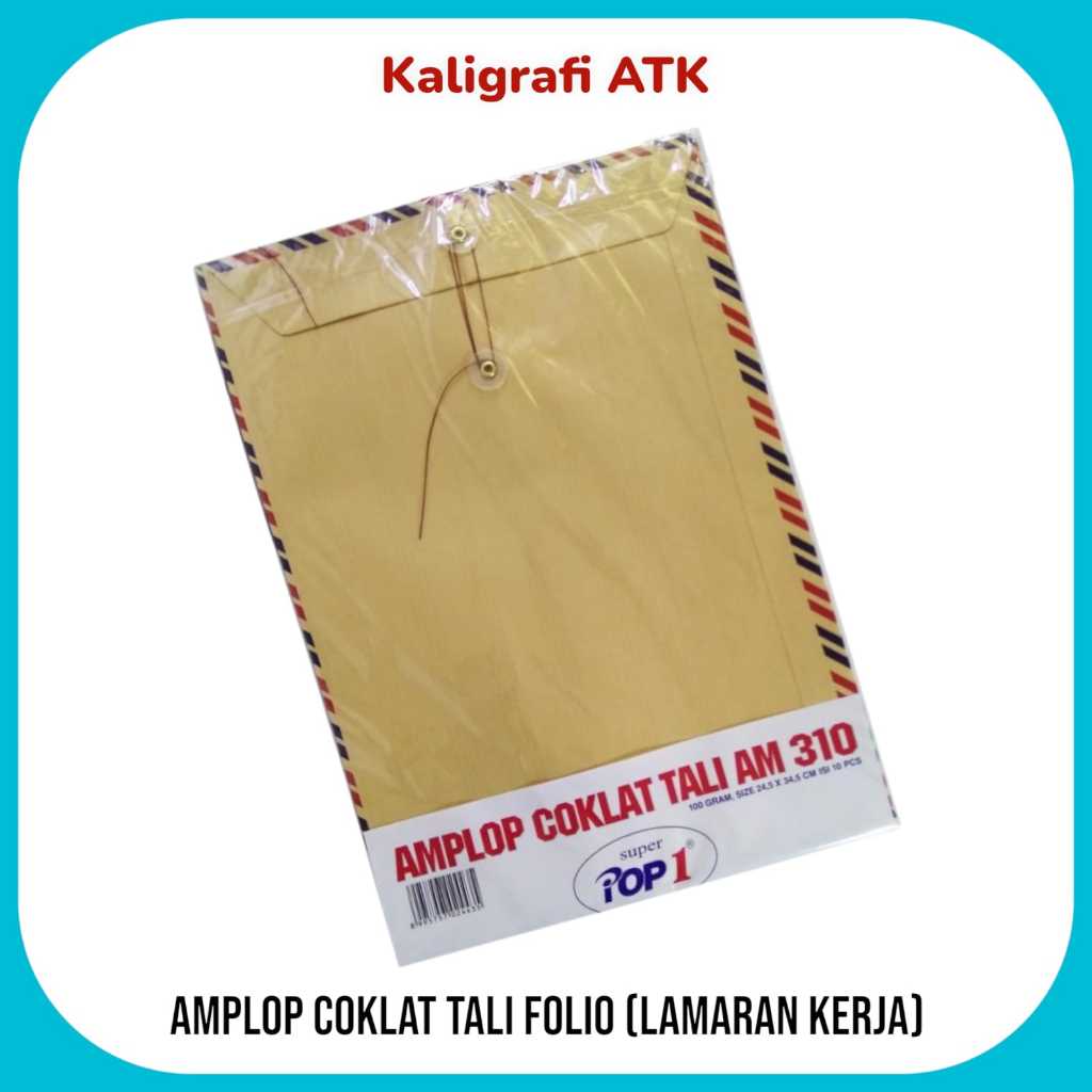 

Amplop coklat tali Folio 310 lamaran kerja kiky 1pack isi 10