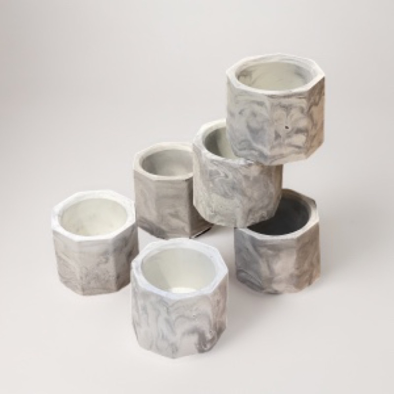 Pot Semen Mini Kotak/hexagon -pot semen m - Pot Kaktus - Mini Concrete Planter - Pot Sukulen Kecil -