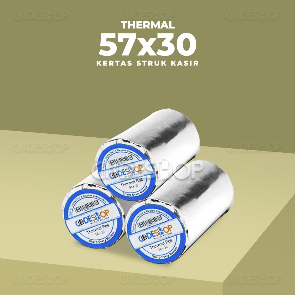 

Kertas Thermal Codeshop 57x30 Roll Kasir 58x30 mm Coreless