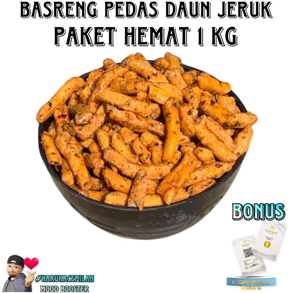 

HarukaCemilan Basreng Pedas Daun Jeruk 1kg Varian Rasa Snacks Bakso Goreng Stik Cemilan Gurih