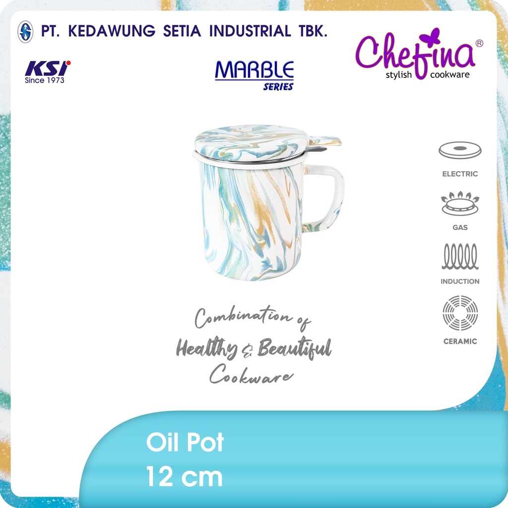 Mitra Loka Oil Pot Saringan Minyak Chefina Panci Enamel