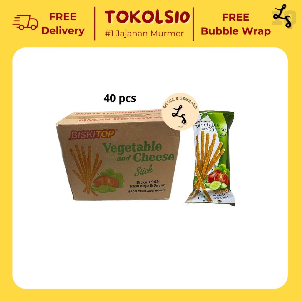 

[1 Dus Isi 40pcsx50gr] Biskitop Biskuit Stik Vegetable and Cheese Stick
