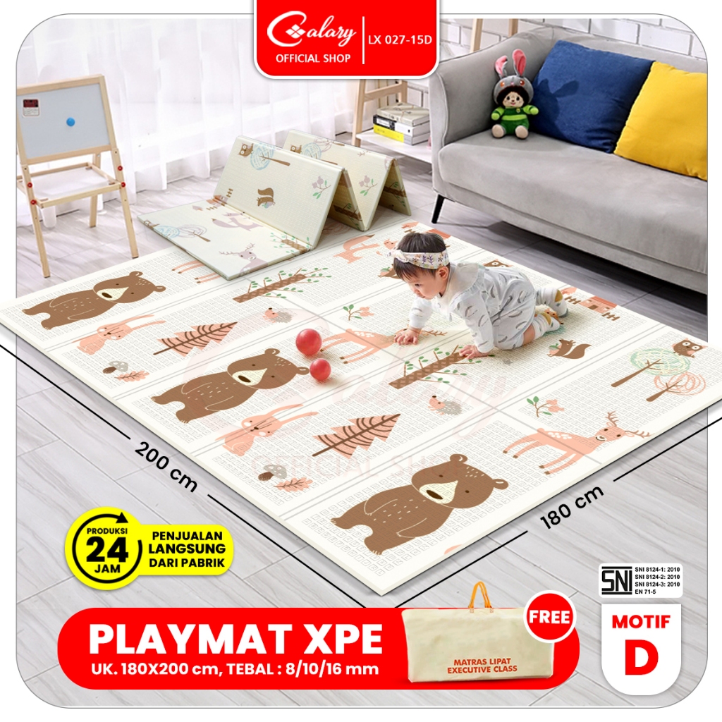 CALARY Playmat Bayi SNI D 180x200cm (8-10mm) Foldable Foam XPE Lipat 027-15