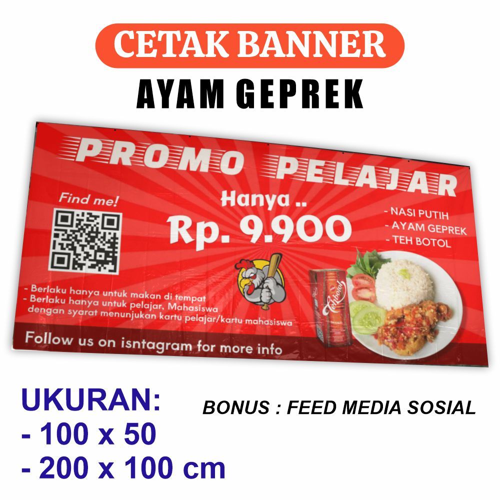 CETAK BANNER Spanduk Ayam Geprek Murah Sehari Jadi