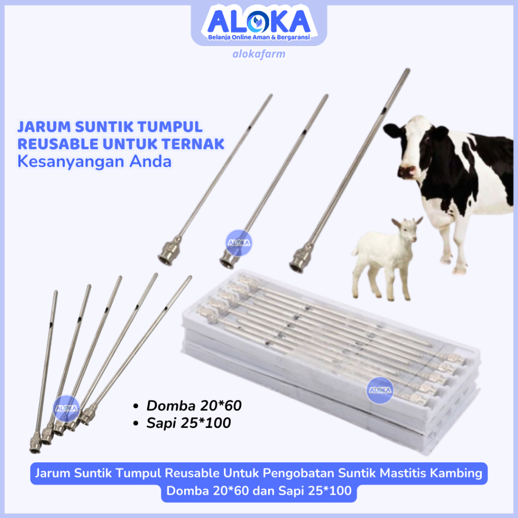 Jual Jarum Suntik Tumpul Reusable Pengobatan Suntik Mastitis Kambing Domba Sapi Jarum Mastitis