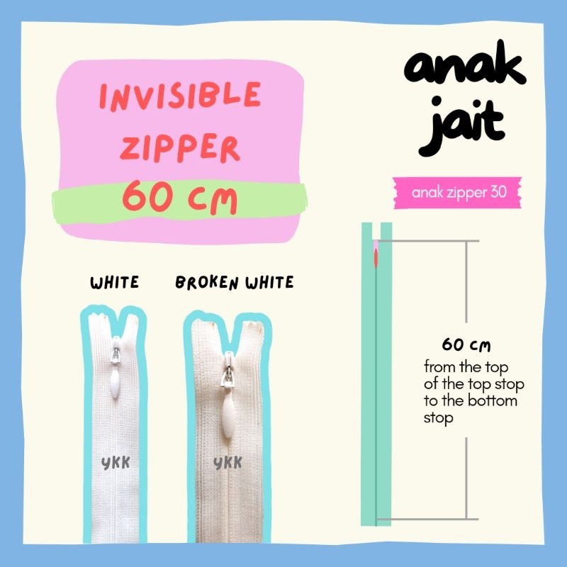 Resleting Jepang/Resleting Jepang YKK/ Resleting Jepang YKK 60 cm/ Invisible Zipper Dress