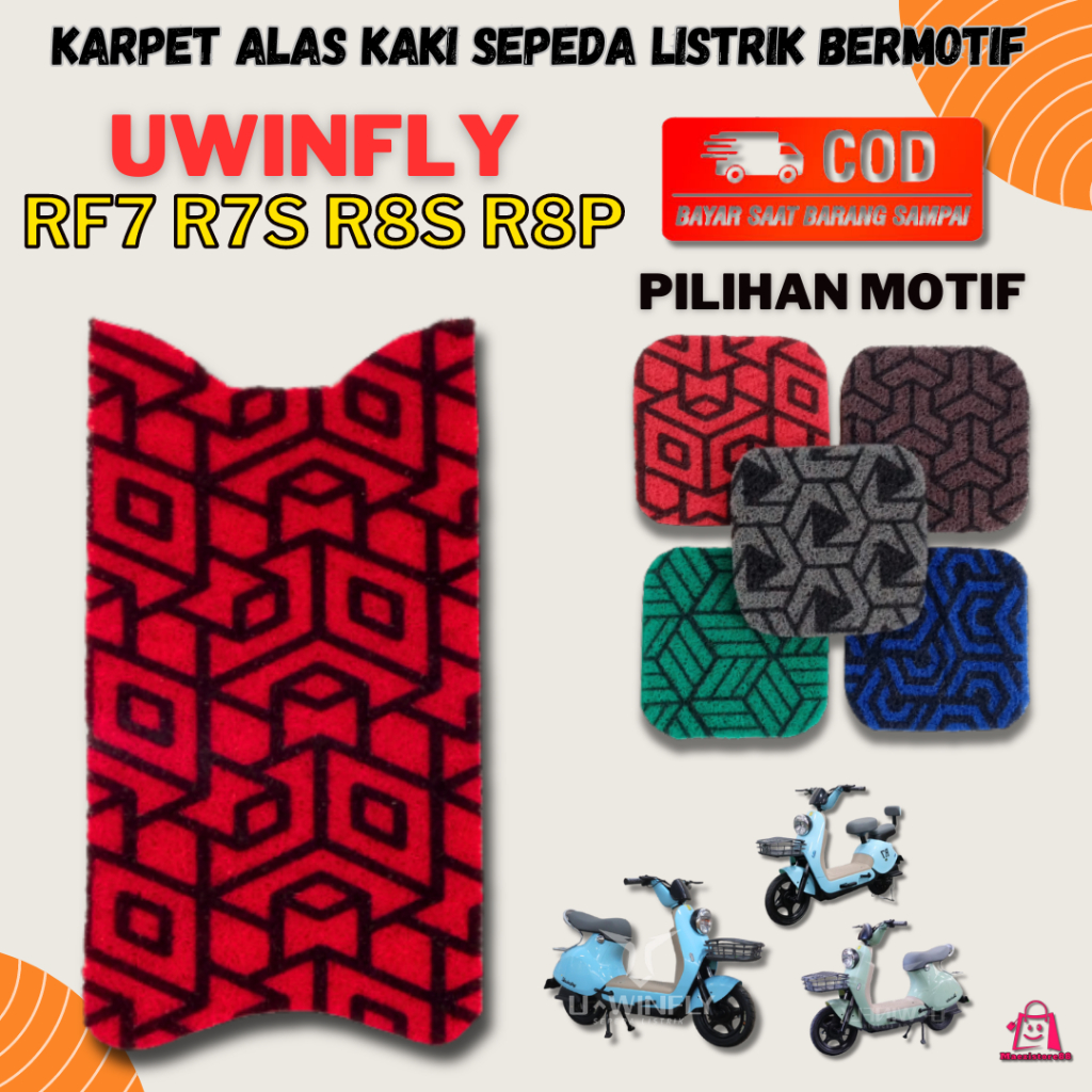 Karpet Sepeda Listrik Uwinfly R7S RF7 R8S RF8 R8P - Bermotif - Mie Bihun Serabut