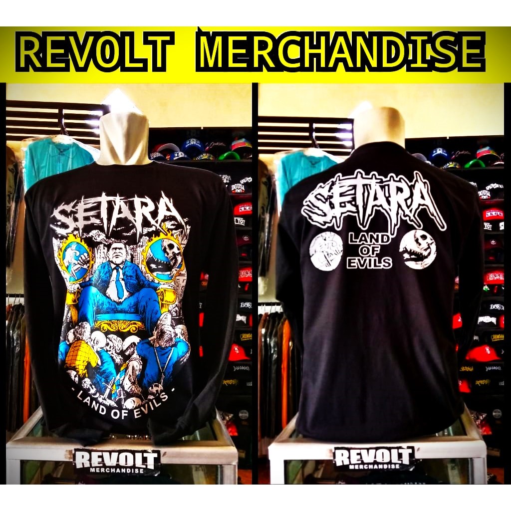 kaos lengan panjang setara (land of evils), long slevee band setara,  kaos band setara, kaos band pu