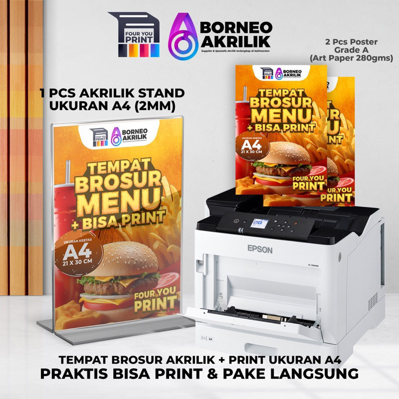 

Akrilik Stand Menu A4 + Print Poster 2 pcs Bolak Balik Fouryou Print Wadah Brosur akrilik Tempat Brosur akrilik Media promosi perlengkapan Usaha borneo Akrilik Akrilik Lembaran Percetakan Online Cetak Menu desain print Qris